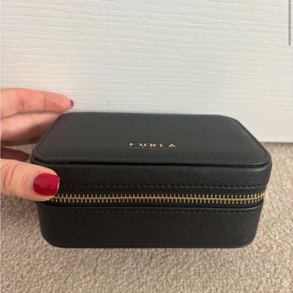 NWT Furla zip Black jewelry Case with Gold Zipper - Picture 4 of 6